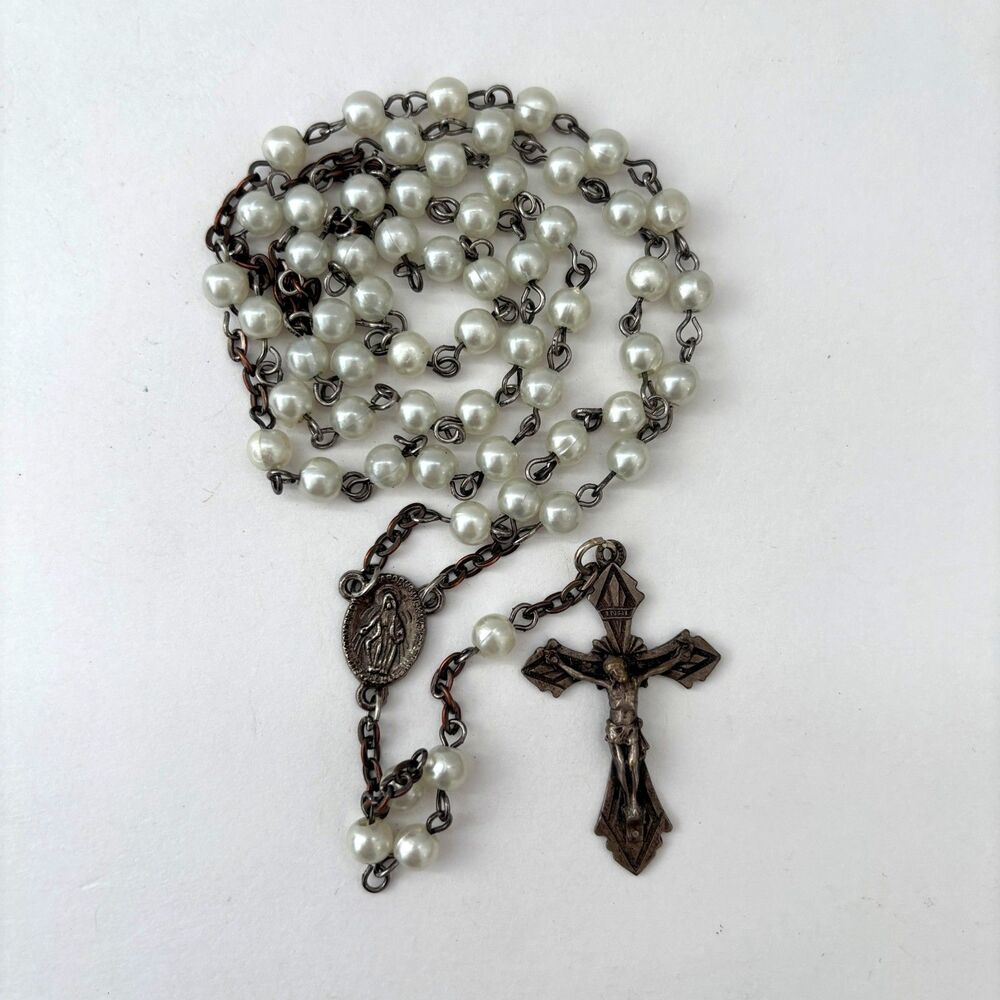 Faux Pearl Catholic Rosary